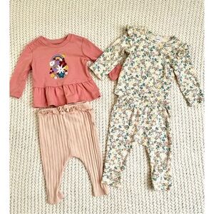 Floral and Pink Baby Girl Outfits Bundle Set